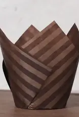 Factory Price Direct Brown  Stripes Tulip Baking Cups (50 ct)