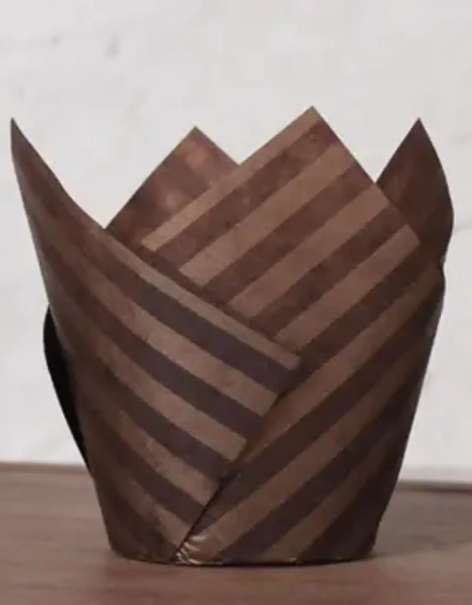 Factory Price Direct Brown  Stripes Tulip Baking Cups (50 ct)