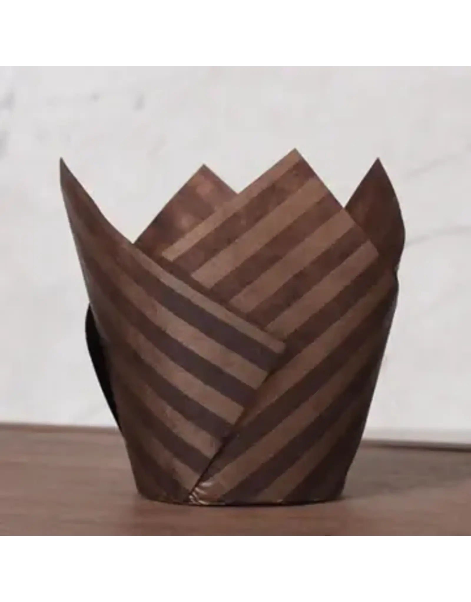 Factory Price Direct Brown  Stripes Tulip Baking Cups (50 ct)