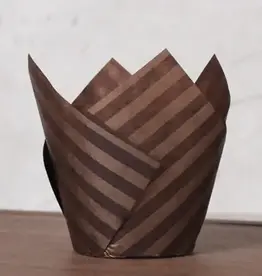 Factory Price Direct Brown  Stripes Tulip Baking Cups (50 ct)
