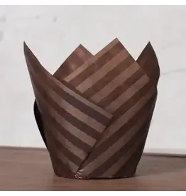 Factory Price Direct Brown  Stripes Tulip Baking Cups (50 ct)
