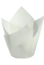 Factory Price Direct White Tulip Baking Cups (50 ct)