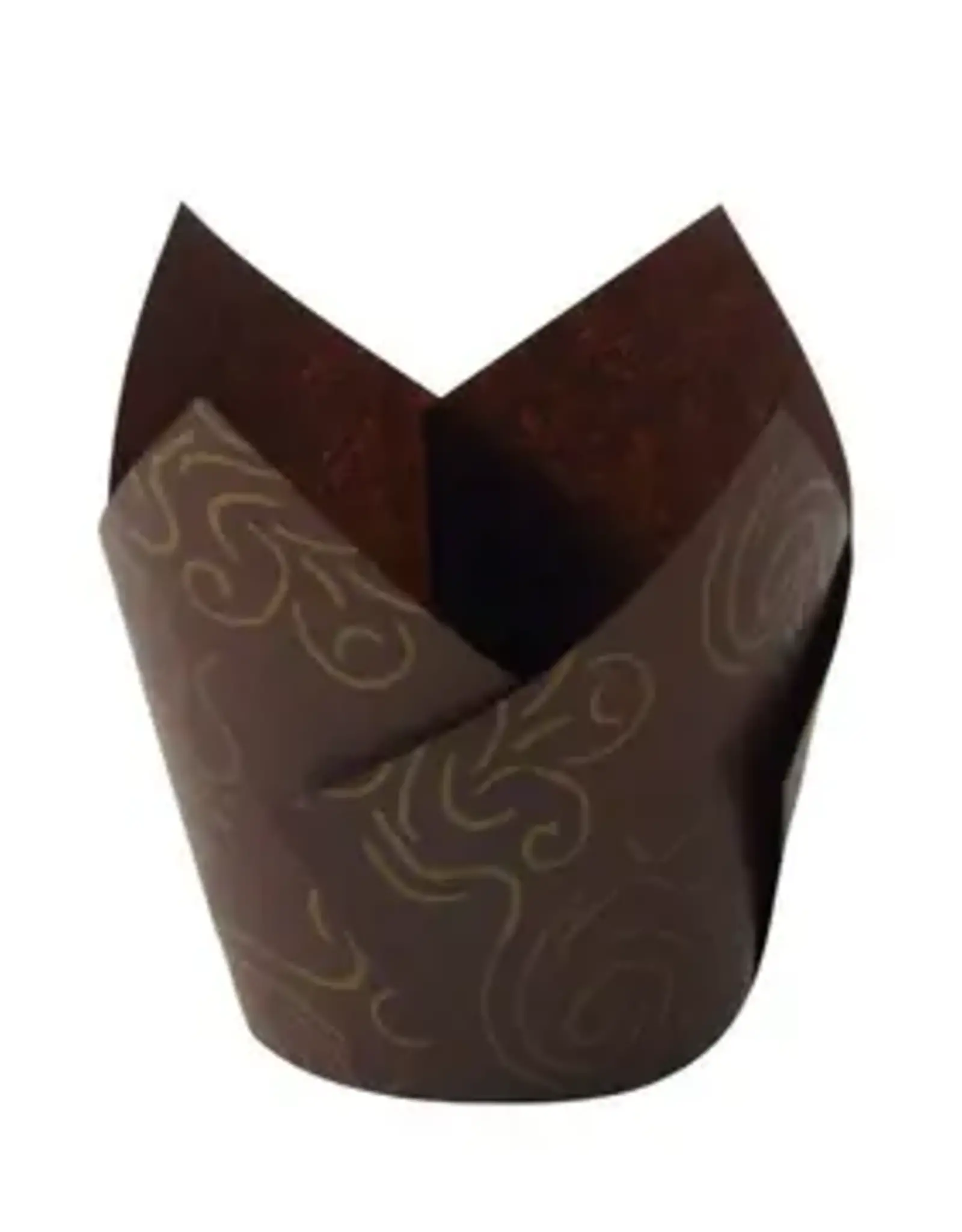 Factory Price Direct Coffee Cronze Tulip Baking Cups (50 ct)