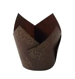 Factory Price Direct Coffee Cronze Tulip Baking Cups (50 ct)