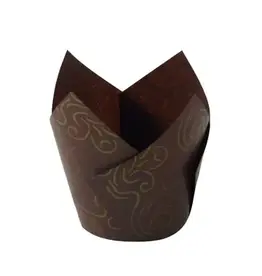 Factory Price Direct Coffee Cronze Tulip Baking Cups (50 ct)
