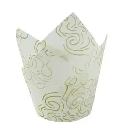 Factory Price Direct Golden Design Tulip Baking Cups (50 ct)
