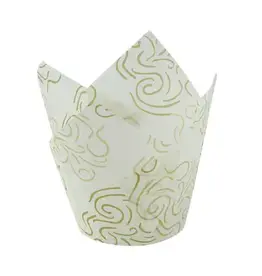 Factory Price Direct Golden Design Tulip Baking Cups (50 ct)