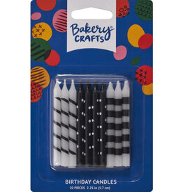 Black and White - Stripes & Dots Candles (20 count)