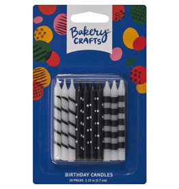 Black and White - Stripes & Dots Candles (20 count)