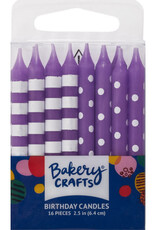 Purple and White - Stripes & Dots Candles (16 count)