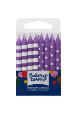 Purple and White - Stripes & Dots Candles (16 count)