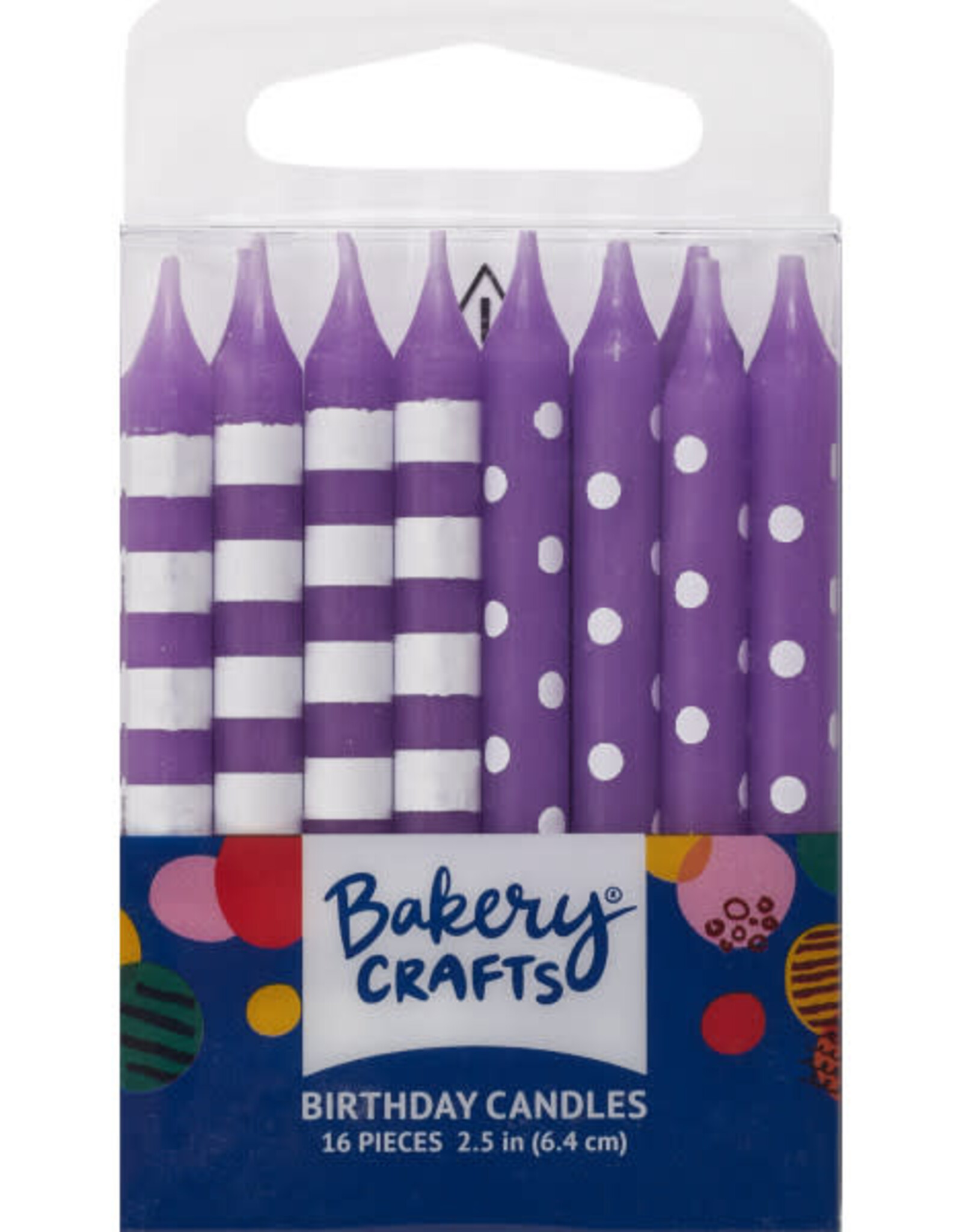 Purple and White - Stripes & Dots Candles (16 count)