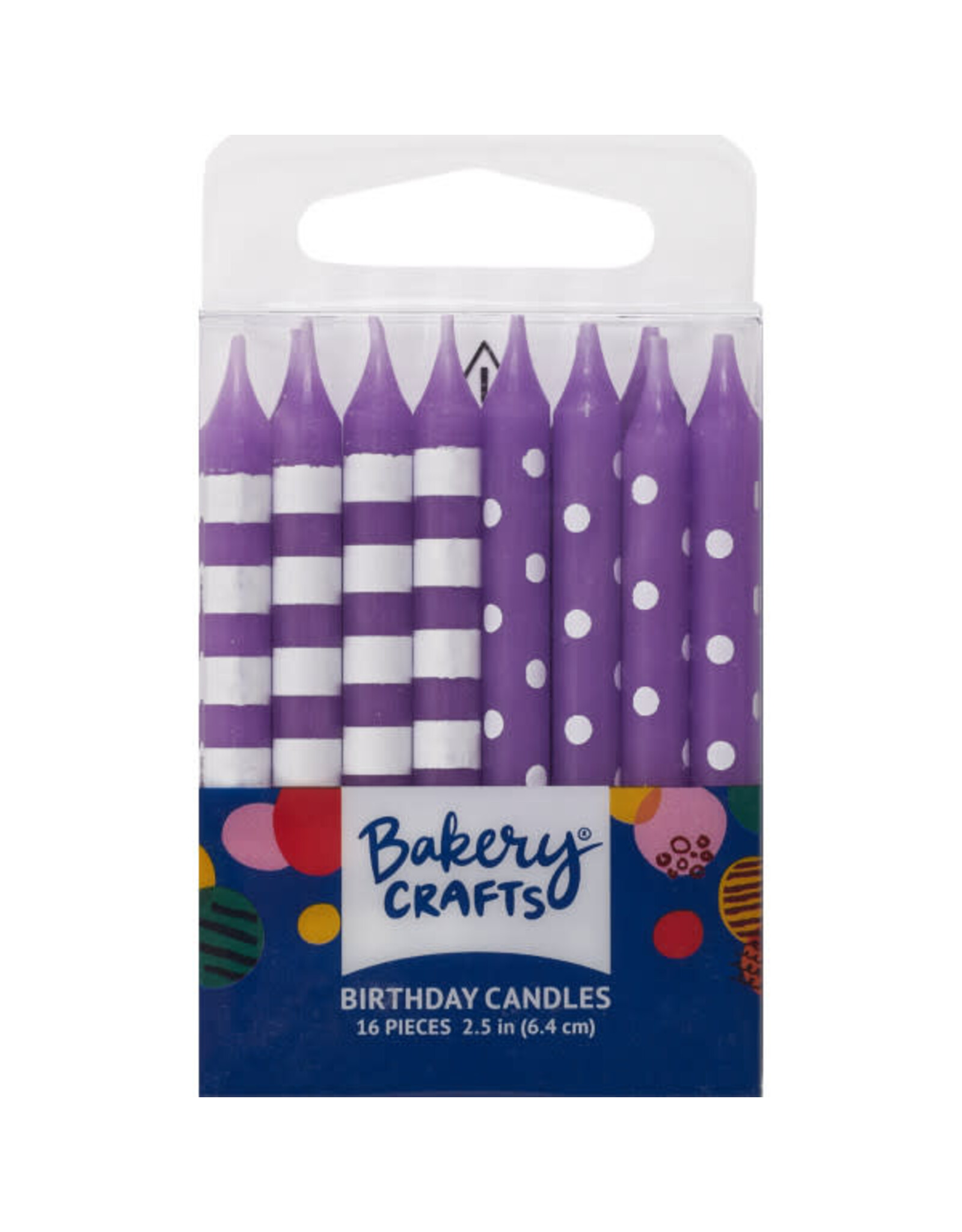 Purple and White - Stripes & Dots Candles (16 count)