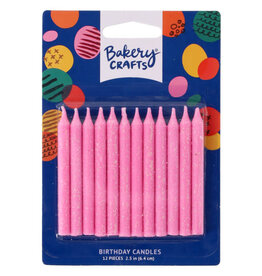Glitter Candles (Pink) 12 count