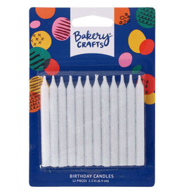 Glitter Candles (White) 12 count