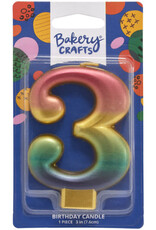 Metallic Rainbow Candle "3"