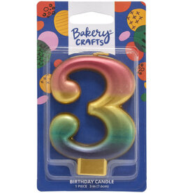 Metallic Rainbow Candle "3"