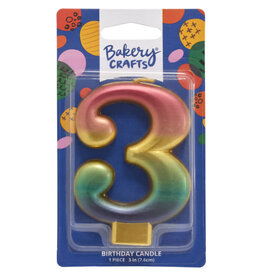 Metallic Rainbow Candle "3"