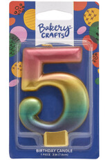 Metallic Rainbow Candle "5"