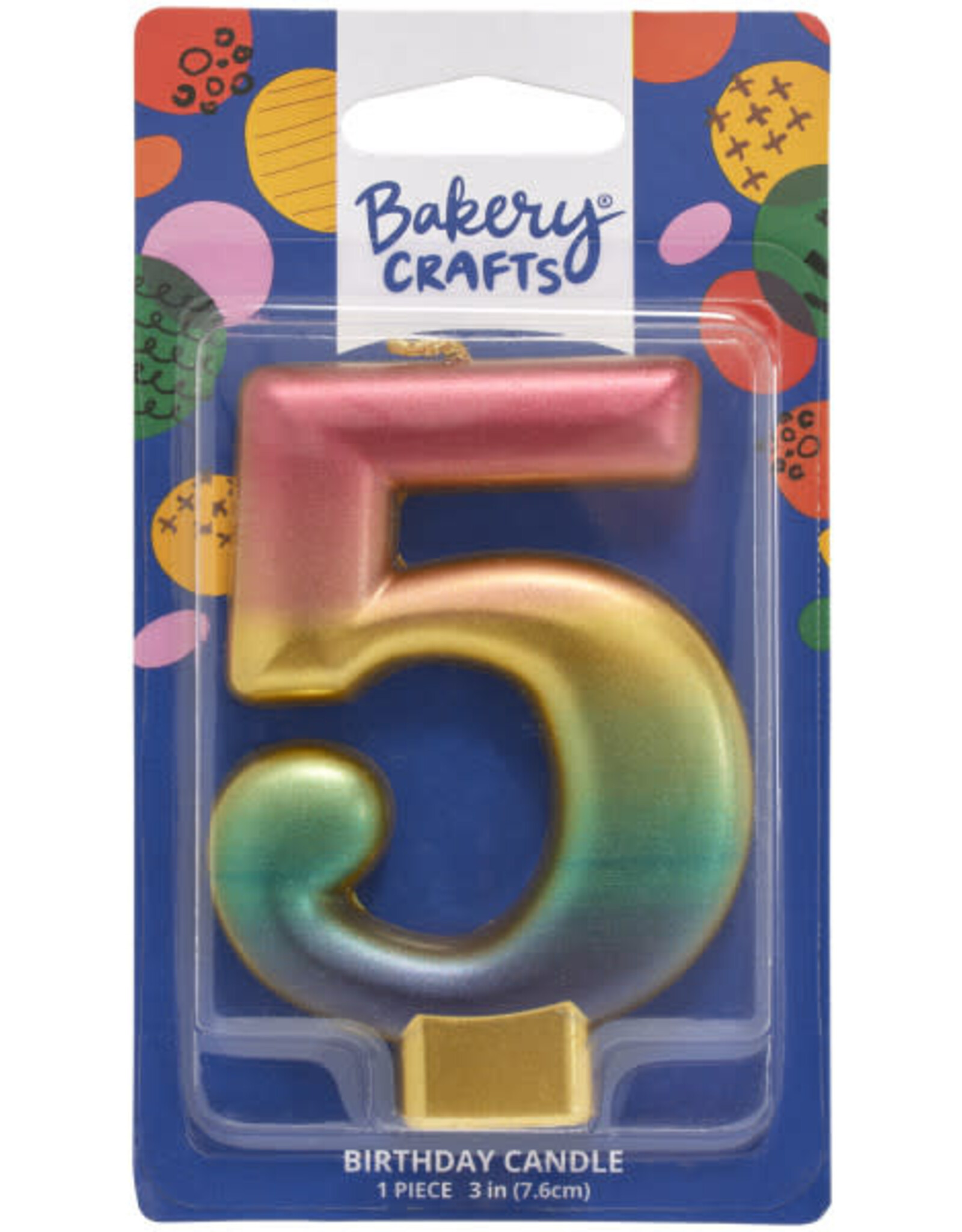 Metallic Rainbow Candle "5"