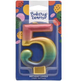 Metallic Rainbow Candle "5"