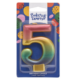 Metallic Rainbow Candle "5"