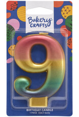 Metallic Rainbow Candle "9"