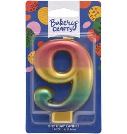 Metallic Rainbow Candle "9"