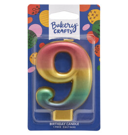 Metallic Rainbow Candle "9"