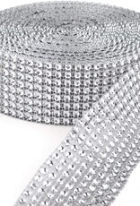 Silver Rhinestone Diamond Mesh Ribbon (3 Feet X 4.5 Inch)