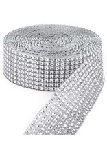 Silver Rhinestone Diamond Mesh Ribbon (3 Feet X 4.5 Inch)