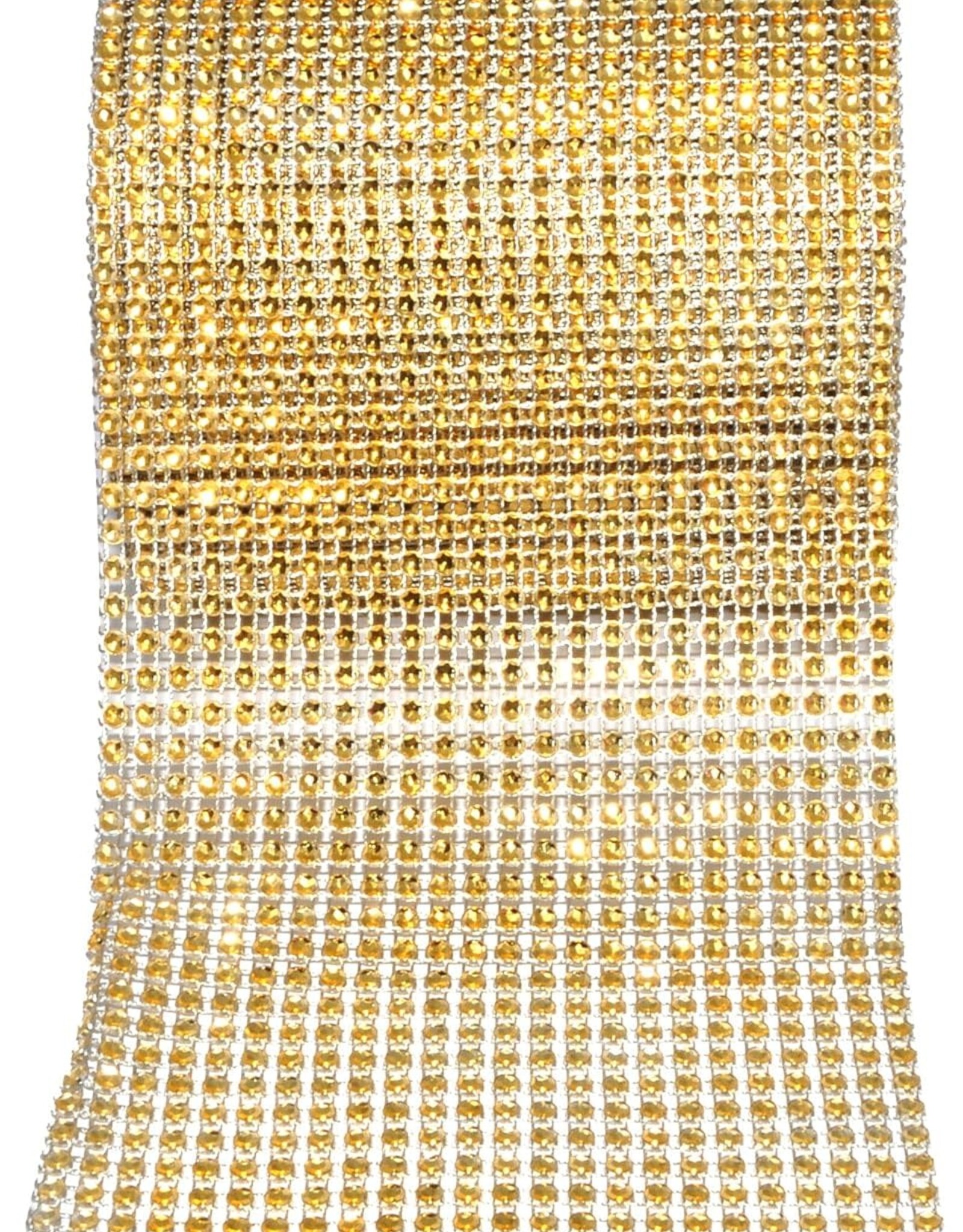 Gold  Rhinestone Diamond Mesh Ribbon (3 Feet X 4.5 Inch)