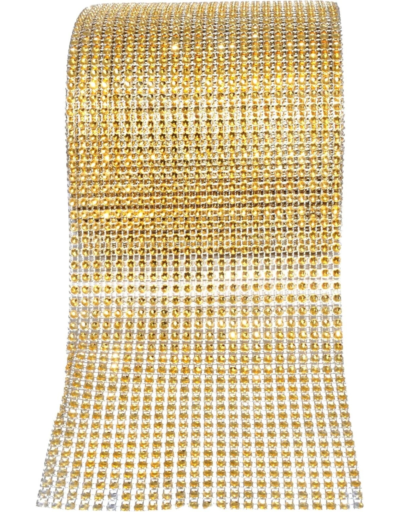 Gold  Rhinestone Diamond Mesh Ribbon (3 Feet X 4.5 Inch)