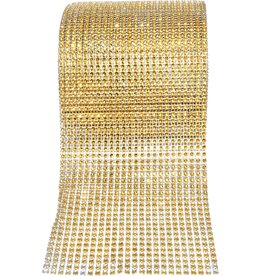 Gold  Rhinestone Diamond Mesh Ribbon (3 Feet X 4.5 Inch)