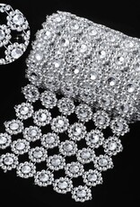 Preimum Silver Rhinestone Diamond Mesh Ribbon (2 Feet X 4 Inch)