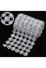 Preimum Silver Rhinestone Diamond Mesh Ribbon (2 Feet X 4 Inch)