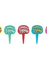 Happy Birthday Jewel Cupcake Picks (pkg 12)