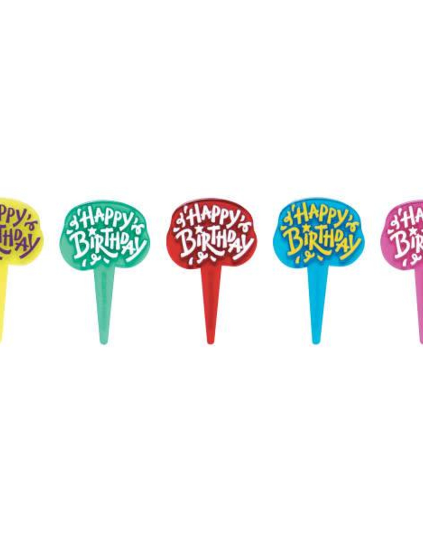 Happy Birthday Jewel Cupcake Picks (pkg 12)