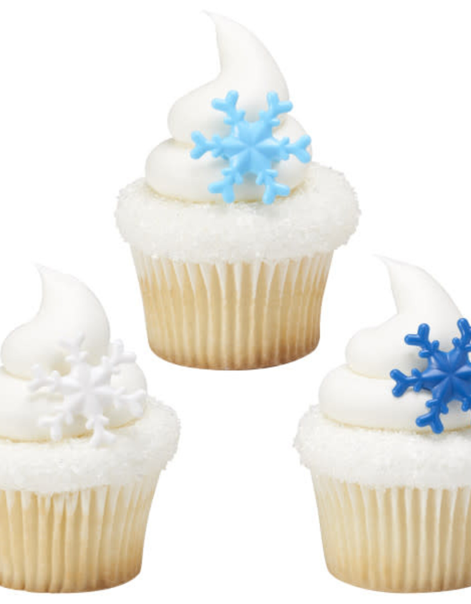 Blue Snowflake Cupcake Rings (12ct)