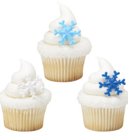 Blue Snowflake Cupcake Rings (12ct)