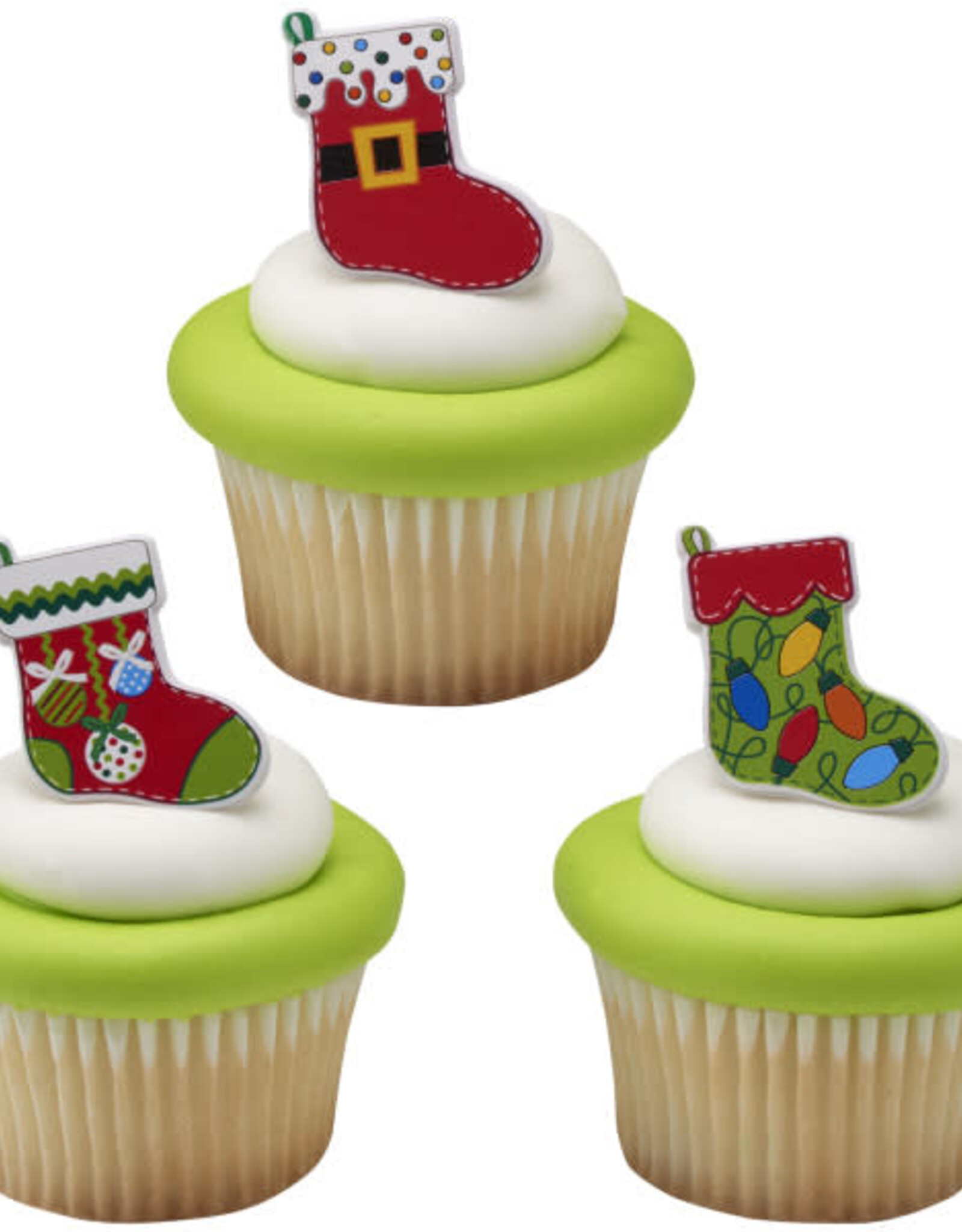 Festive Stockings Cupcake Rings (12ct)