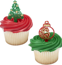 Tree and Ornament Icons Cupcake Picks (12ct)