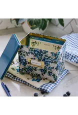 Paper Farm Press Blueberry Field Tin Recipe Box  (Includes 15 Recipe Cards and 1 pack of coordinating Recipe Divider Tabs)