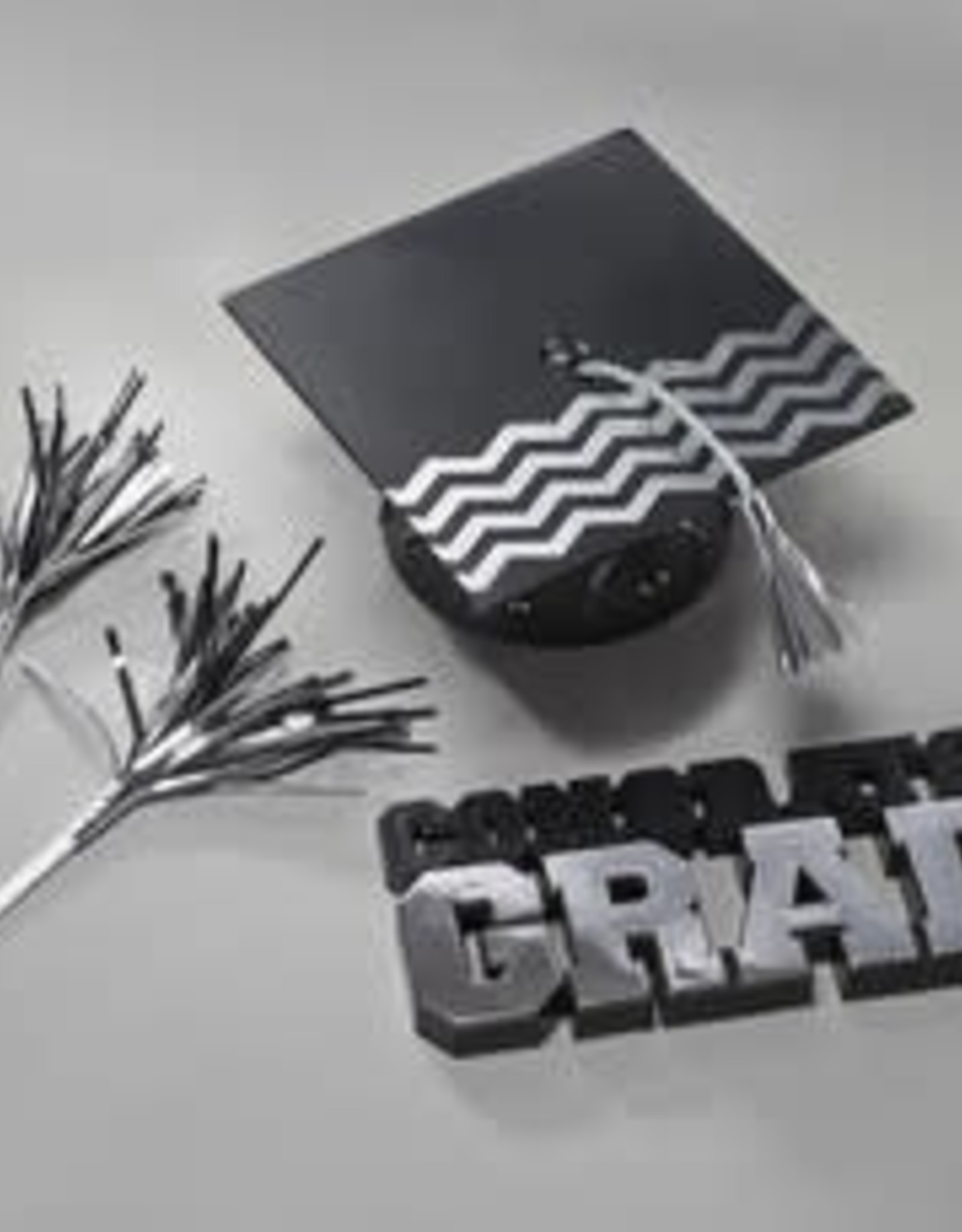 Cake Topper – XL Grad Cap and Diploma Pick silver – Cake Connection