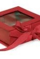 Red Folding Box with Window and Ribbon