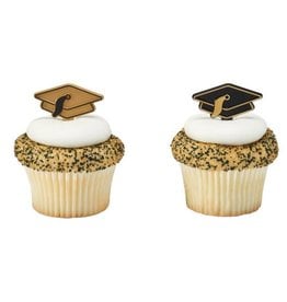 Black and Gold Grad Hat Picks (12/pkg)