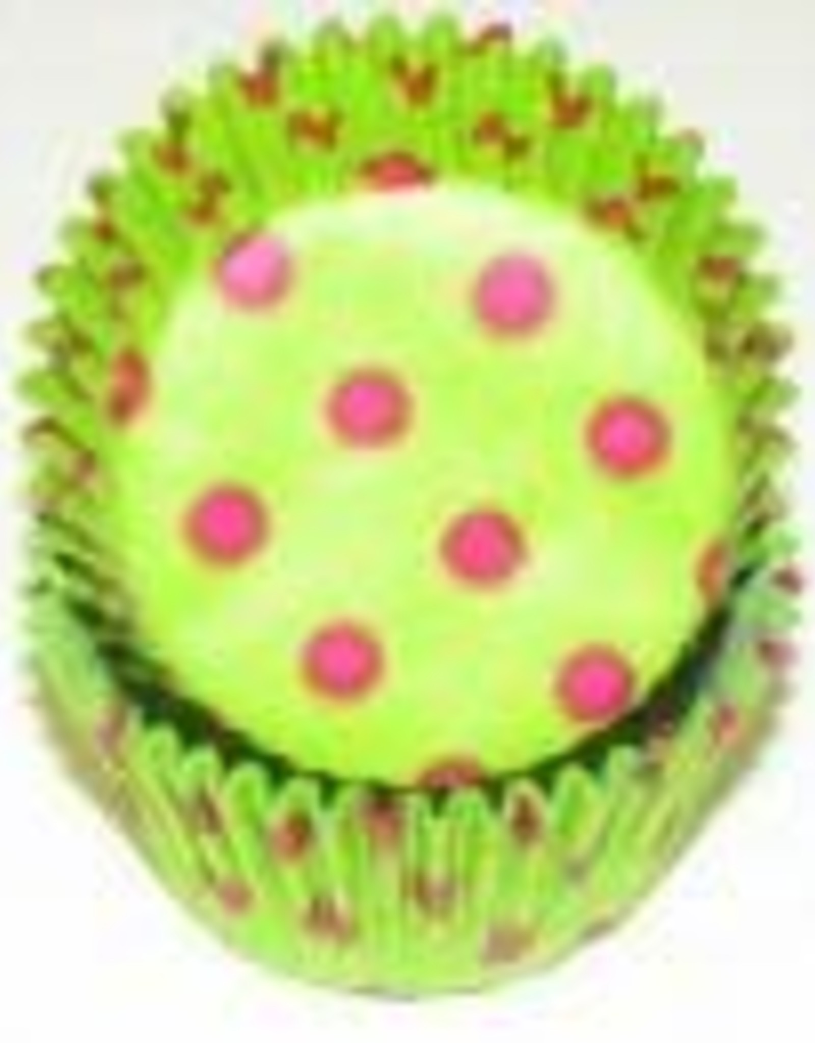 Lime with Hot Pink Polka Dots Baking Cups (30-35ct)