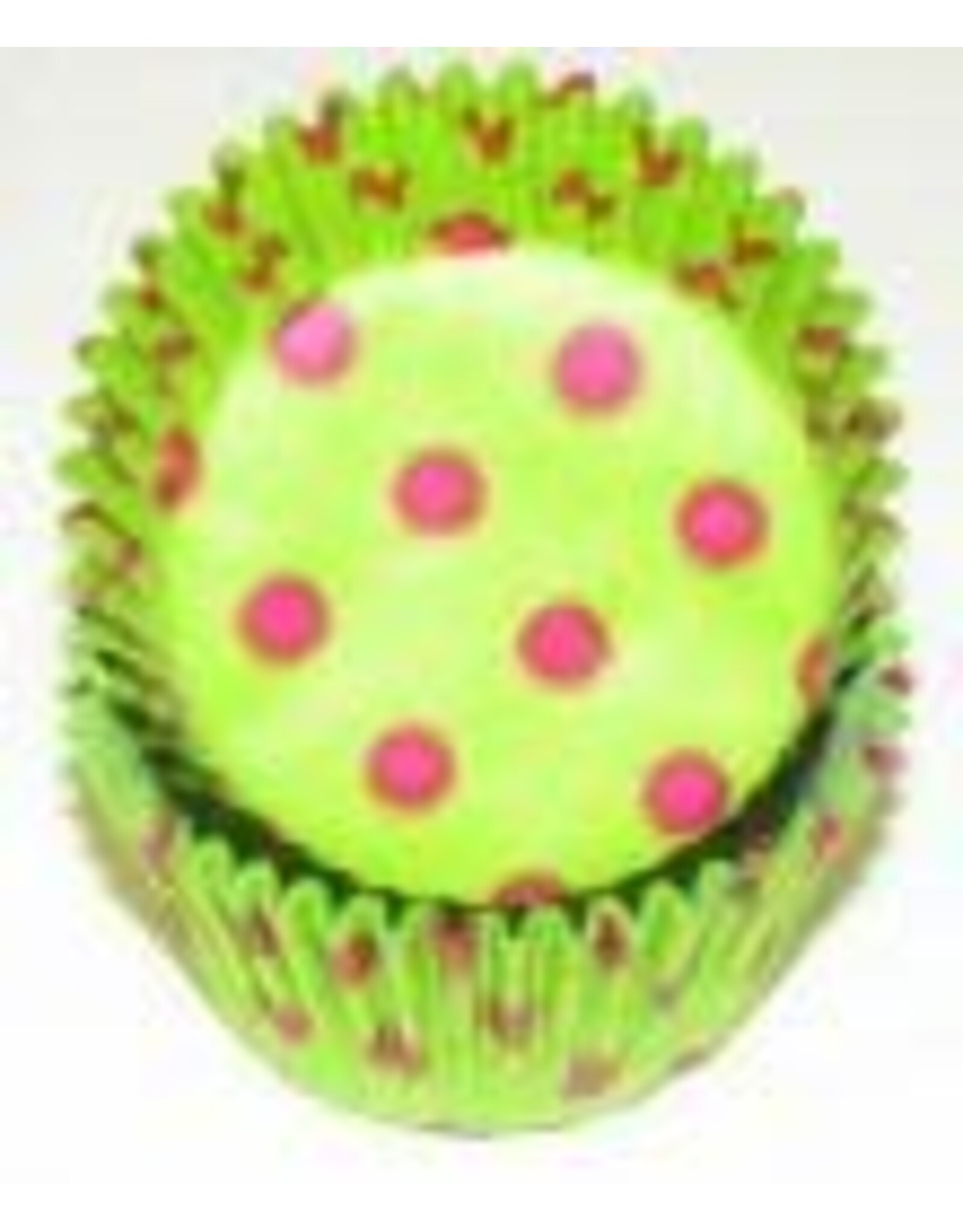 Lime with Hot Pink Polka Dots Baking Cups (30-35ct)