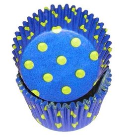 Blue (Royal) w/Yellow Dot Baking Cups(30-35ct)