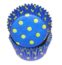 Blue (Royal) w/Yellow Dot Baking Cups(30-35ct)